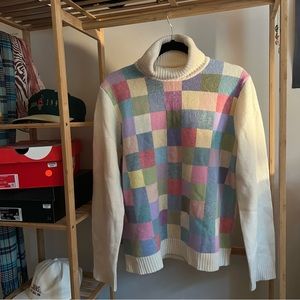 COLOR BLOCK TURTLE NECK SWEATER
